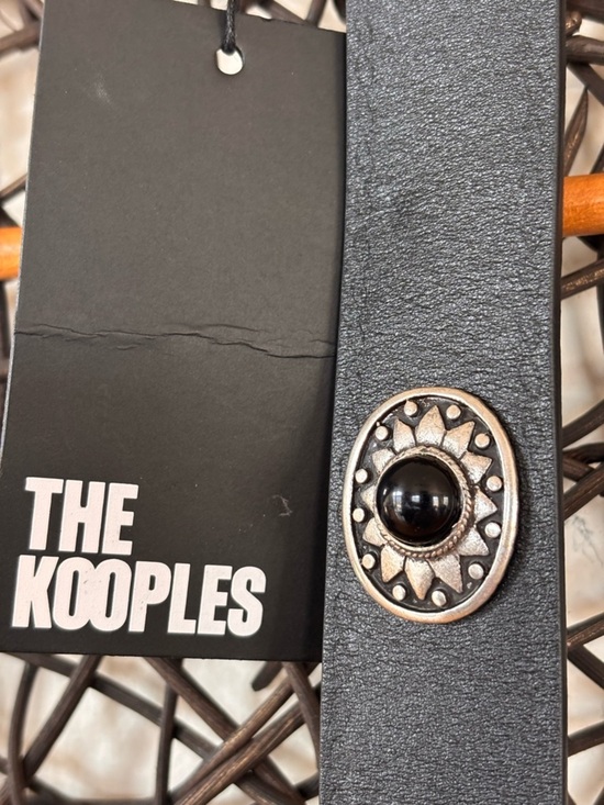 The Kooples Black Leather Belt with Decorative Silver-Tone Western Buckle main image 5